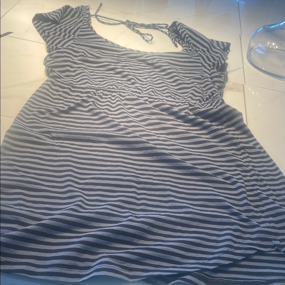 Roxy black and grey Striped Midi Dress